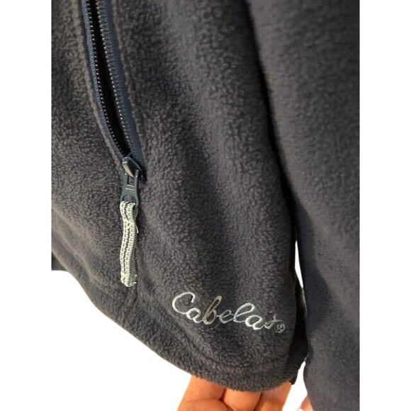 CABELA'S Men's Fleece Jacket LARGE Blue Embroidered Logo Full Zip Coat - Picture 7 of 11